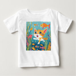 スイミングキャット ベビーTシャツ