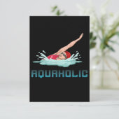 スイミングキャップゴーグルスイムラブおもしろい泳ぐ人ガール エンクロージャーカード (スタンド正面)