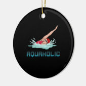 スイミングキャップゴーグルスイムラブおもしろい泳ぐ人ガール セラミックオーナメント (左)