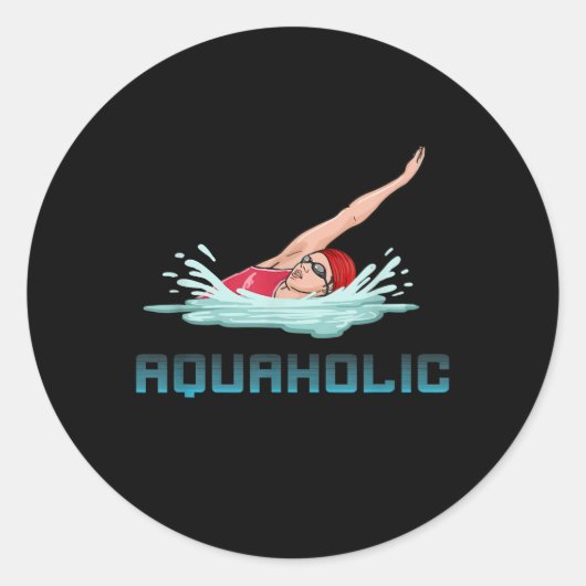 スイミングキャップゴーグルスイムラブおもしろい泳ぐ人ガール ラウンドシール (正面)