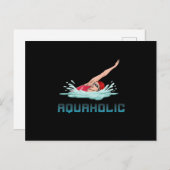 スイミングキャップゴーグルズスイムラブおもしろい泳ぐ人ガール シーズンポストカード (正面/裏面)