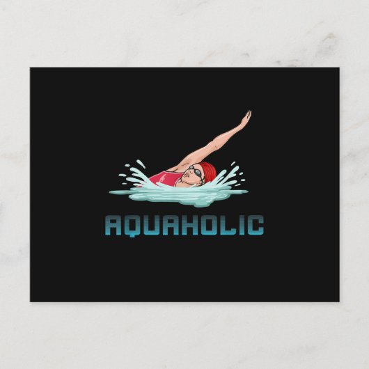 スイミングキャップゴーグルズスイムラブおもしろい泳ぐ人ガール シーズンポストカード (正面)