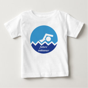 スイミングギフト未来泳ぐ人カスタム ベビーTシャツ