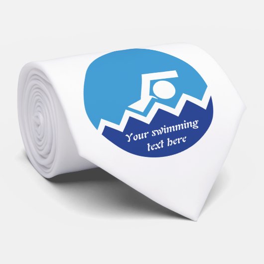 スイミングギフト泳ぐ人の青い円のカスタムネクタイ ネクタイ (ロール)