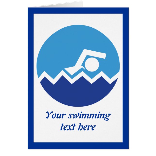 スイミングギフト、泳ぐ人、青い円のカスタム (正面)