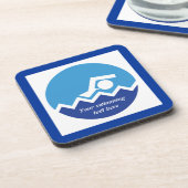 スイミングギフト、泳ぐ人、青い円のカスタム コースター (左側)