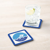 スイミングギフト、泳ぐ人、青い円のカスタム コースター (右側)