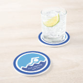 スイミングギフト、泳ぐ人、青い円のカスタム コースター (側面)
