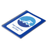 スイミングギフト、泳ぐ人、青い円のカスタム ノートブック (左側)