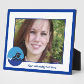 スイミングギフト、泳ぐ人、青い円のカスタム フォトプラーク (側面)