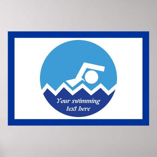 スイミングギフト、泳ぐ人、青い円のカスタム ポスター (正面)