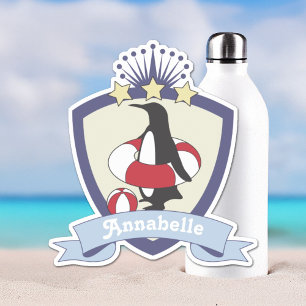 スイミングクパーソナライズされたラブクレストカワイペンギンキッズ シール