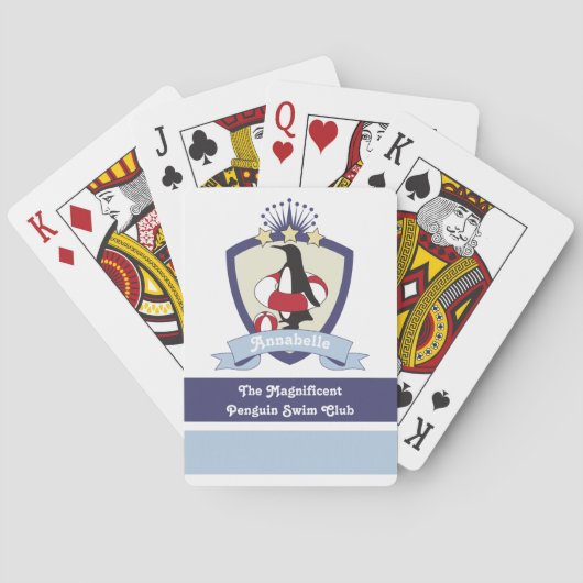 スイミングクラブクレストかわいい漫画ペンギンキッズ トランプ (裏面)