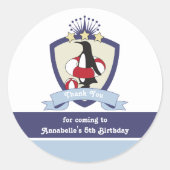 スイミングクラブクレストカワイペンギンキッズサンキュー ラウンドシール (正面)