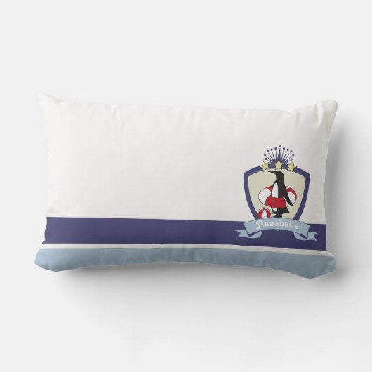 スイミングクラブクレストカワイペンギン子供の名前 ランバークッション (裏面)