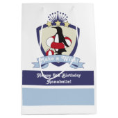 スイミングクラブクレストキュートペンギン子供の誕生日 ミディアムペーパーバッグ (正面)