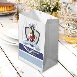 スイミングクラブクレストキュートペンギン子供の誕生日 ミディアムペーパーバッグ