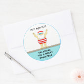 スイミングクリスマスホリデークラシックラウンドステッカー ラウンドシール (封筒)