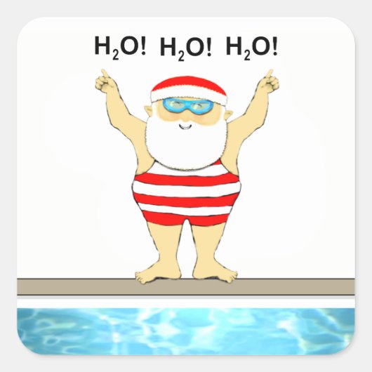スイミングクリスマスホリデーラベル スクエアシール (正面)