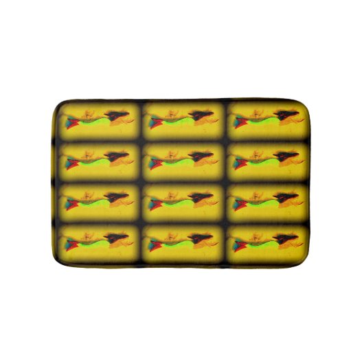 スイミンググリーンの人魚の型 バスマット (正面)