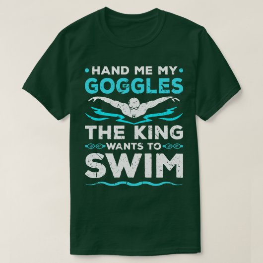 スイミンググーグル泳ぐ人キングスイム Tシャツ (デザイン正面)