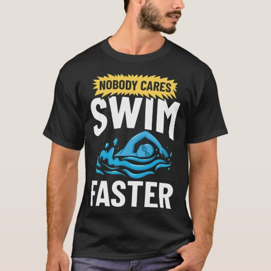 スイミングコーチスイムプール泳ぐ人レッスンのモチベーション Tシャツ (正面)