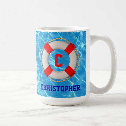 スイミングコーチプールリーフェサバー コーヒーマグカップ (右)