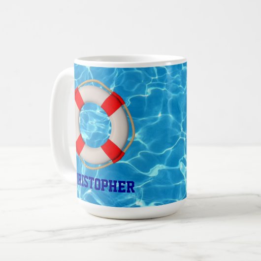 スイミングコーチプールリーフェサバー コーヒーマグカップ (正面左)