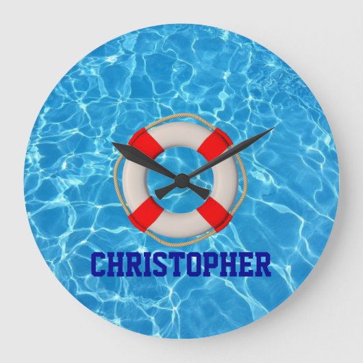 スイミングコーチプールリーフェサバー ラージ壁時計 (正面)