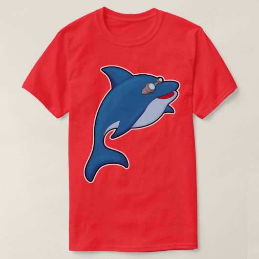 スイミングゴーグルで泳ぐイルカ3 Tシャツ (デザイン正面)