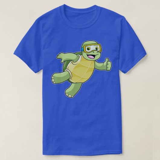 スイミングゴーグルで泳ぐ亀 Tシャツ (デザイン正面)