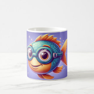 スイミングゴーグルをかぶった魚 コーヒーマグカップ