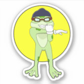 スイミングゴーグル付きカエル シール (正面)