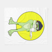 スイミングゴーグル付きカエル フリースブランケット (正面(横))