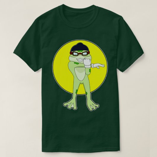 スイミングゴーグル付きカエル Tシャツ (デザイン正面)