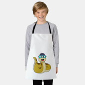 スイミングゴーグル付きヘビ エプロン (着用した状態)