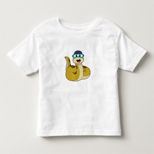 スイミングゴーグル付きヘビ トドラーTシャツ (正面)