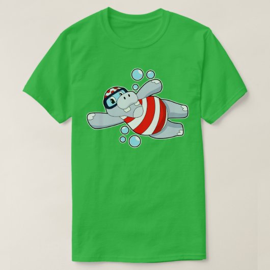 スイミングゴーグル付き海馬 Tシャツ (デザイン正面)