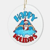 スイミングサンタクロースクリスマスホリデー泳ぐ人 セラミックオーナメント (左)