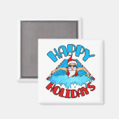 スイミングサンタクロースクリスマスホリデー泳ぐ人 マグネット (正面/裏面)