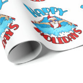 スイミングサンタクロースクリスマスホリデー泳ぐ人 ラッピングペーパー (ロールコーナー)