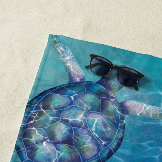 スイミングシーウミガメ深いブルー&ターコイズ海 ビーチタオル (インサイチュ)