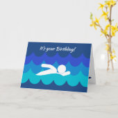 スイミングスポーツデザイン誕生日カード カード (黄色い花)
