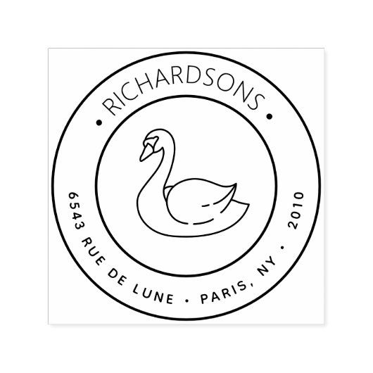 スイミングスワンアイコン差出人住所 セルフインキングスタンプ (デザイン)