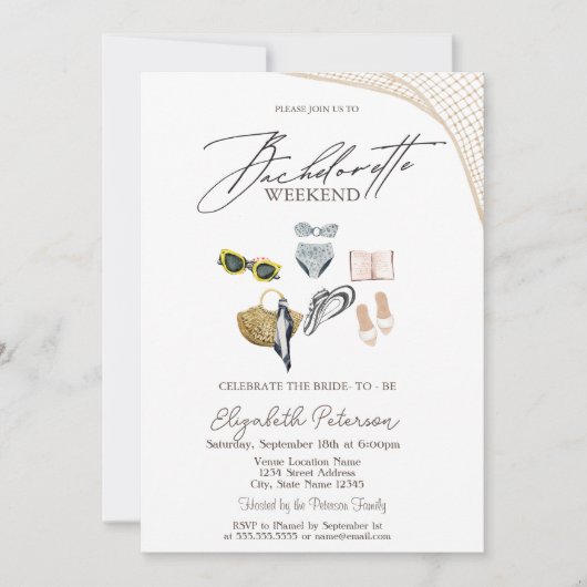 スイミングスーツ熱帯ビーチバチェロレッテ 招待状 (正面)