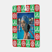 スイミングダイビング泳ぐ人カスタムフォトクリスマス メタルオーナメント (正面左)