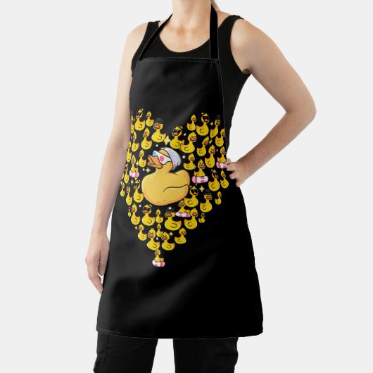 スイミングダックおもしろいハートシンボルラブライフブイDuc エプロン (インサイチュ)