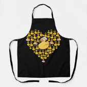 スイミングダックおもしろいハートシンボルラブライフブイDuc エプロン (正面)