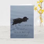 スイミングダックインレイク感動的引用文 カード (黄色い花)