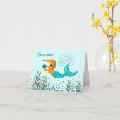 スイミングダッシュントマーメイドプールパーティの招待状 カード (黄色い花)